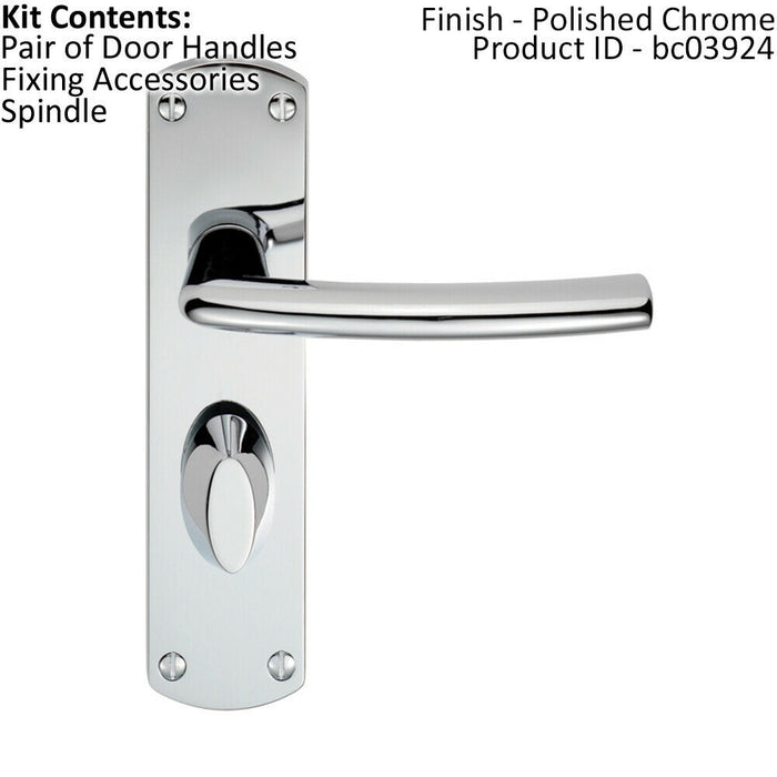 Curved Bar Lever on Bathroom Backplate Door Handle 170 x 42mm Polished Chrome Loops