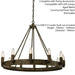 12 Light Ceiling Pendant Distressed Aged Metal Candle Ring Hanging Feature Lamp Loops