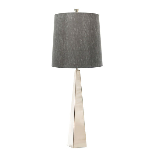 Square Table Lamp Dark Grey Shade Highly Polished Nickel LED E27 60W Loops