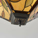 Tiffany Glass Semi Flush Ceiling Light Red Flower Inverted Square Shade i00053 Loops