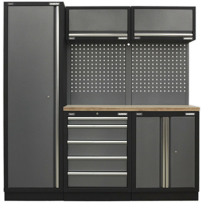 Garage Storage System Unit - 1960 x 485 x 2000mm - 36mm Pressed Wood Worktop Loops