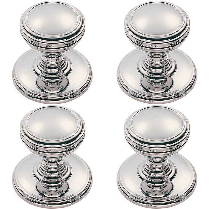 4x Ringed Tiered Cupboard Door Knob 30mm Diameter Polished Chrome Cabinet Handle Loops