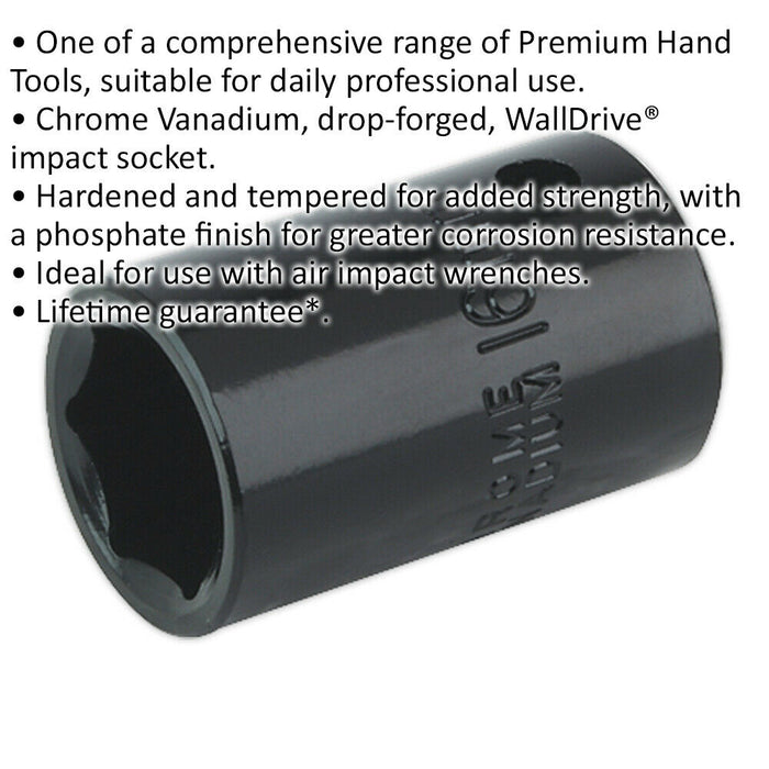 16mm Forged Impact Socket - 1/2 Inch Sq Drive - Chrome-Vanadium Wrench Socket Loops