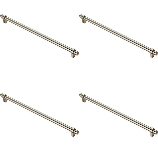 4x Round T Bar Cabinet Pull Handle 360 x 14mm 320mm Fixing Centres Satin Nickel Loops