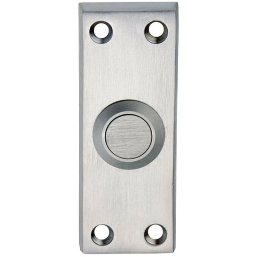 Decorative Door Bell Cover Satin Chrome 76 x 25mm Victorian Square Edged Loops