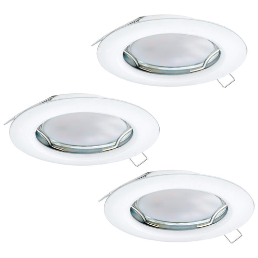 3 PACK Flush / Recessed Ceiling Downlight White Steel 3 x 3W GU10 Bulb Loops