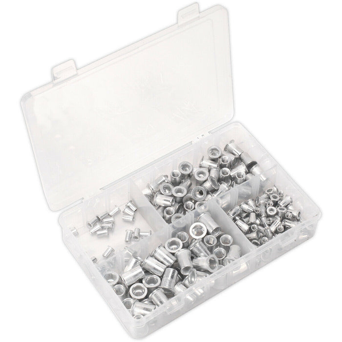 200 PACK Assorted Splined Threaded Insert Rivet Nuts - M4 to M8 Metric Bits Loops