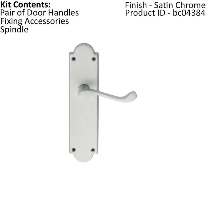 PAIR Victorian Scroll Handle on Latch Backplate 205 x 49mm Satin Chrome Loops