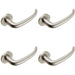 4x PAIR Slim Rounded Inward Curved Lever on Round Rose Concealed Fix Satin Steel Loops