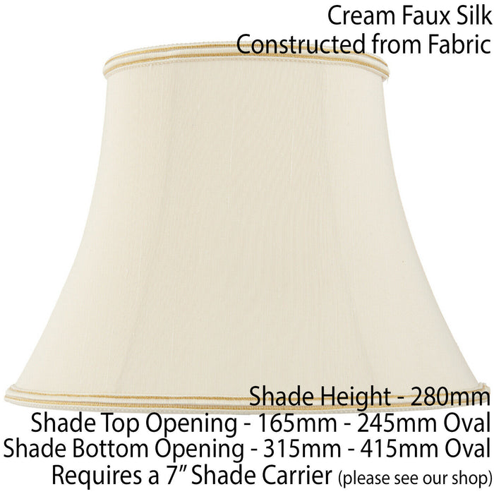 16" Bowed Oval Handmade Lamp Shade Cream Fabric Classic Table Light Bulb Cover Loops