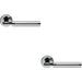 2x PAIR Round Bar Handle on Chamfered Edged Round Rose Satin & Polished Chrome Loops