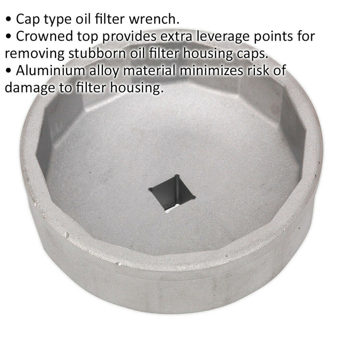 74.5mm Oil Filter Cap Wrench - 14 Flutes - 3/8" Sq Drive - Aluminium Alloy Loops