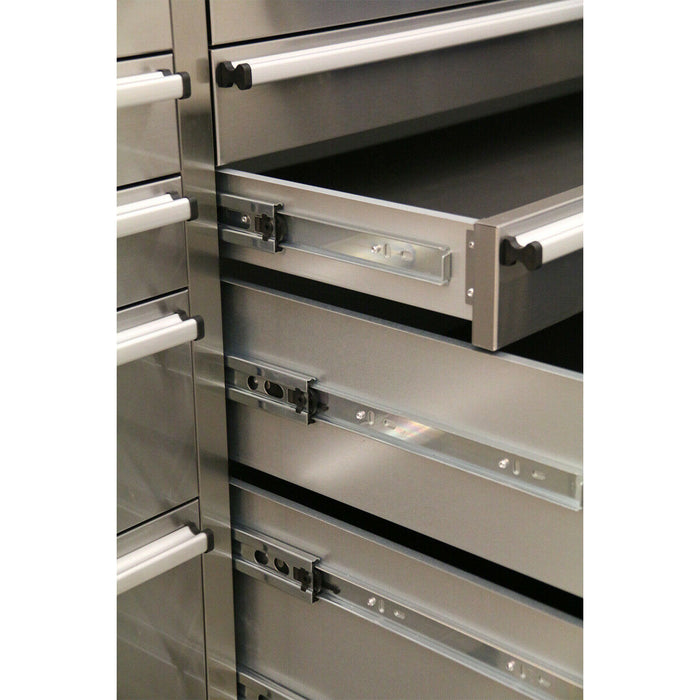1475 x 505 x 1860mm Mobile STAINLESS STEEL Tool Cabinet - 10 Drawer & 2 Cupboard Loops
