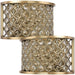 2 PACK Crystal Cage Wall Light Brass & Glass Shade Modern Twin Bulb Lounge Lamp Loops