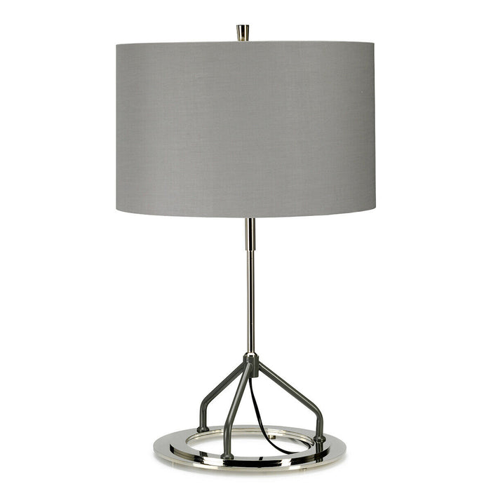 Table Lamp Grey Shade White Highly Polished Nickel Finish LED E27 60W Bulb Loops