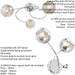 3 Arm Ceiling & 2x Wall Light Pack Chrome Smoked Glass Matching Indoor Fittings Loops