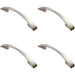 4x Tapered Pull Handle 138 x 16mm 96mm Fixing Centres Satin Nickel Curved Bow Loops