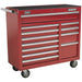1050 x 465 x 1050mm 12 Drawer RED Portable Tool Chest Locking Mobile Storage Box Loops