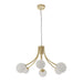 Ceiling Pendant Light Satin Brass Plate & Opal Glass 6 x 3W LED G9 Loops