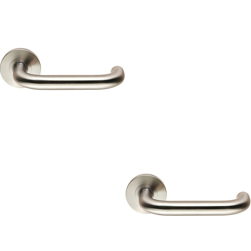 2x PAIR Round Bar Safety Handle on Round Rose Concealed Fix Satin Steel Loops