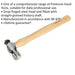 2.5lb Ball Pein Pin Hammer - Hickory Wooden Shaft - Drop Forged Steel Head Loops