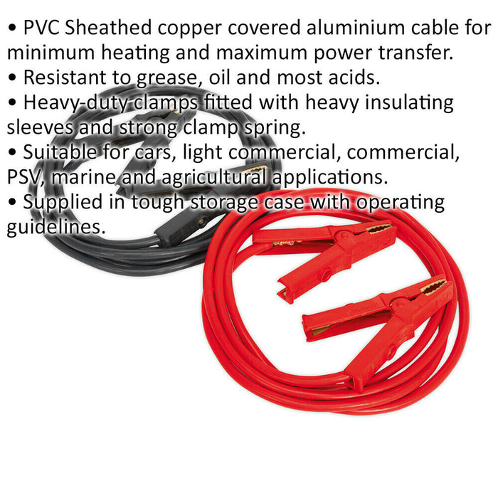 600A Heavy Duty Booster Cables - 40mm² x 5m - Copper Coated Aluminium - Sheathed Loops