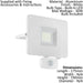 IP44 Outdoor Flood Light & PIR Sensor White Aluminium 30W Built in LED Loops