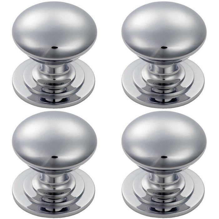4x Victorian Round Cupboard Door Knob 32mm Dia Polished Chrome Cabinet Handle Loops