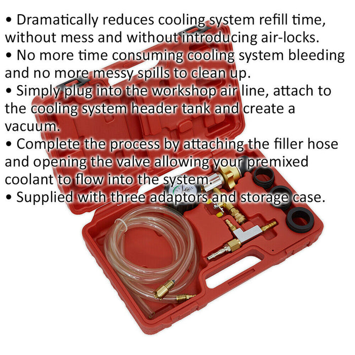 Cooling System Vacuum Purge & Refill Kit - 1/4" BSP Inlet - Radiator Vacuum Tool Loops