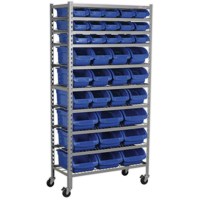 36 Tray / Bin Mobile Parts Picking Trolley - Garage & Warehouse Storage Unit Loops