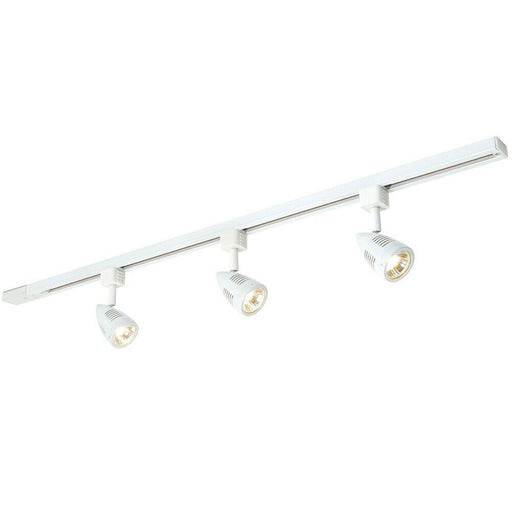 1m Adjustable Ceiling Track Spotlight Kit Gloss White 3x GU10 Downlight Rail Loops