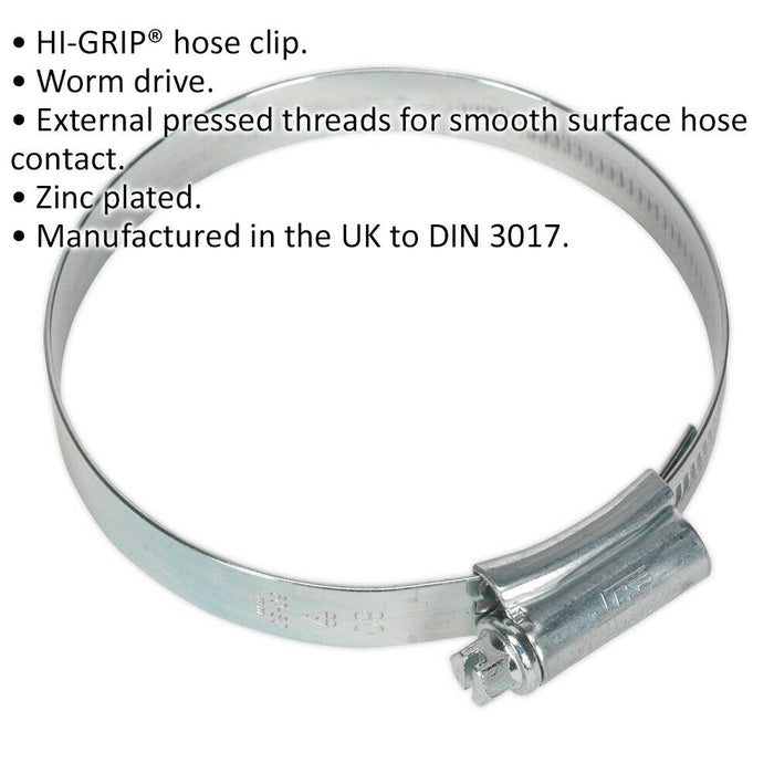 10 PACK Zinc Plated Hose Clip - 60 to 80mm Diameter - External Pressed Threads Loops