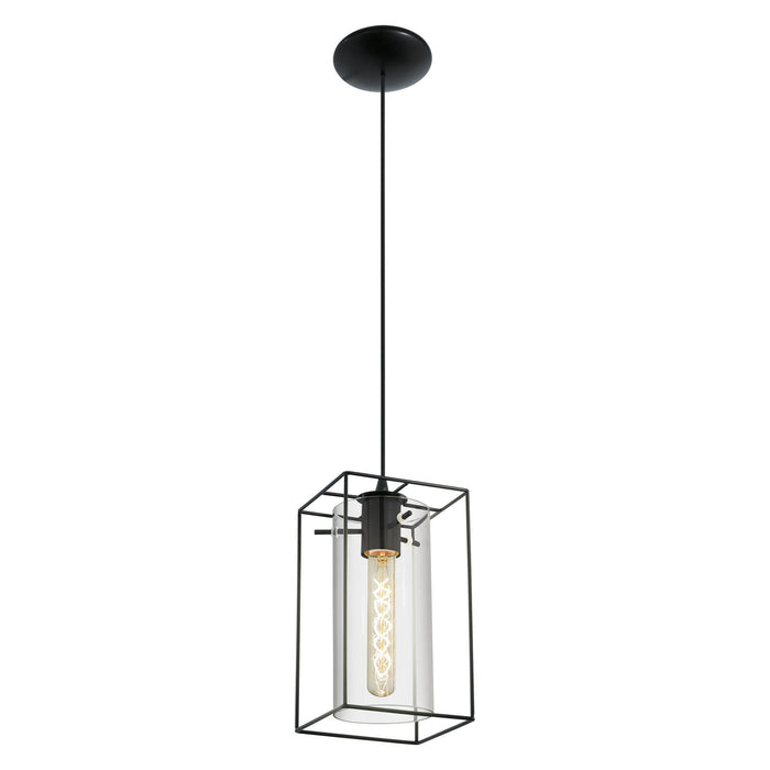 Hanging Ceiling Pendant Light Black Frame & Smoked Glass 1 x 60W E27 Lamp Loops