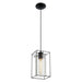 Hanging Ceiling Pendant Light Black Frame & Smoked Glass 1 x 60W E27 Lamp Loops