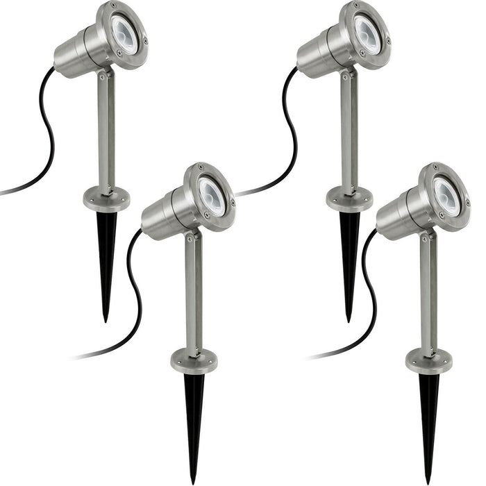 4 PACK IP54 Outdoor Bollard Light Stainless Steel 5W GU10 Driveway Lamp Post Loops