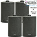4x 4 70W Black Outdoor Rated Garden Wall Speakers Wall Mounted HiFi 8Ohm & 100V