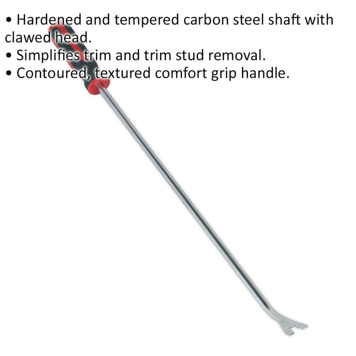 Long Reach Clawed Head Trim Clip Removal Tool - Comfort Grip Trim & Stud Removal Loops