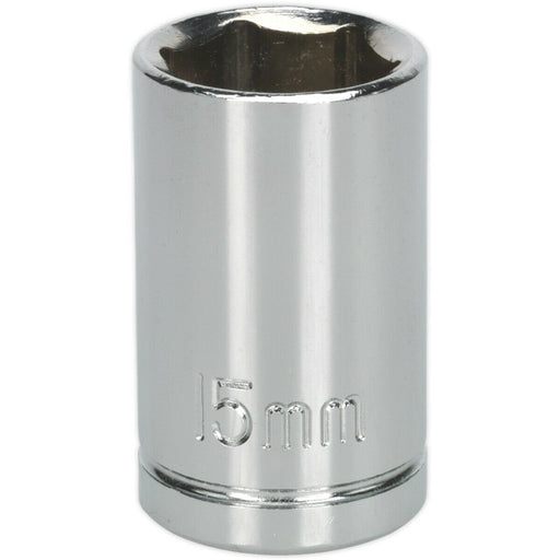 15mm Chrome Plated Drive Socket - 1/2" Square Drive - High Grade Carbon Steel Loops