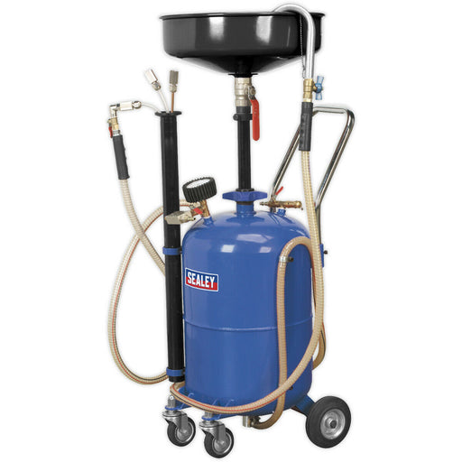 35L Mobile Oil Drainer with Air Discharge - Height Adjustable - Dipstick Probes Loops