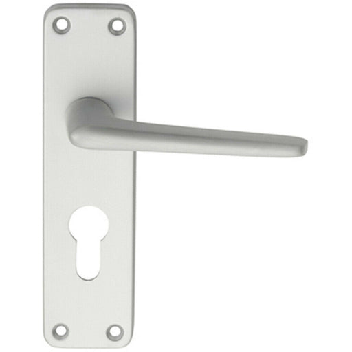 PAIR Straight Tapered Lever on Euro Lock Backplate 152 x 41mm Satin Aluminium Loops