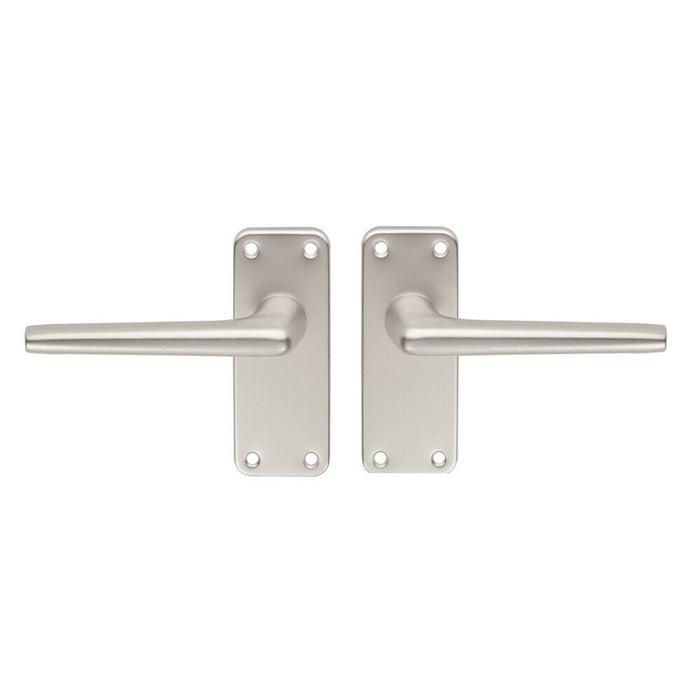 PAIR Straight Tapered Handle on Latch Backplate 102 x 41mm Satin Aluminium Loops
