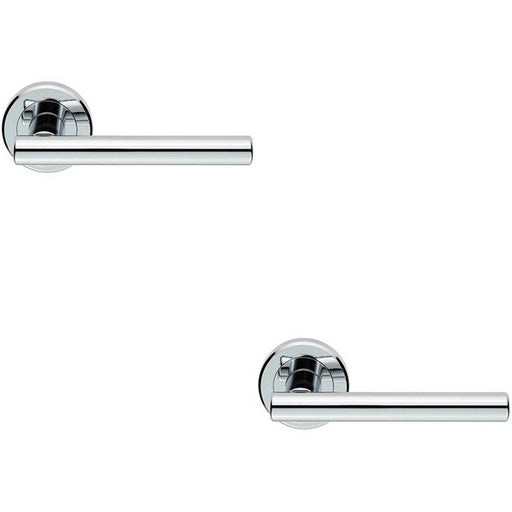 2x PAIR Straight T Bar Handle on Round Rose Concealed Fix Polished Chrome Loops