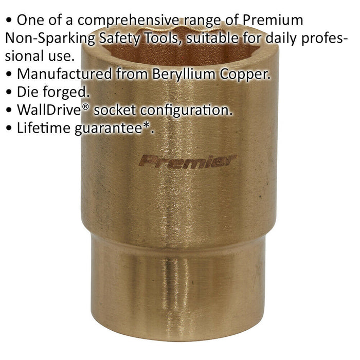 20mm Non-Sparking WallDrive Socket - 1/2" Square Drive - Beryllium Copper Loops