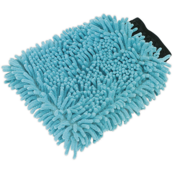 2-in-1 Shaggy Microfibre Mitt - Non-Abrasive Mesh Cloth - Car Cleaning Aid Loops