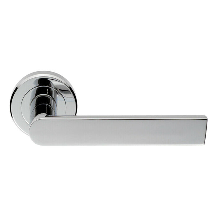 PAIR Flat Rectangular Bar Handle on Round Rose Concealed Fix Polished Chrome Loops