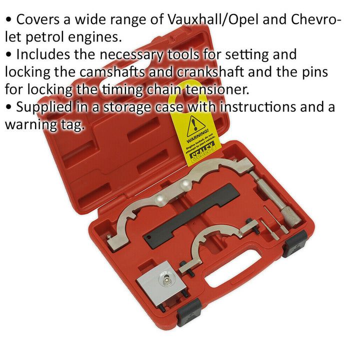 Petrol Engine Timing Tool Kit - CHAIN DRIVE - For GM Vauxhall 1.0 1.2 1.4 1.6L Loops