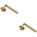2x PAIR Straight Round Bar Handle on Round Rose Concealed Fix Satin Brass Loops