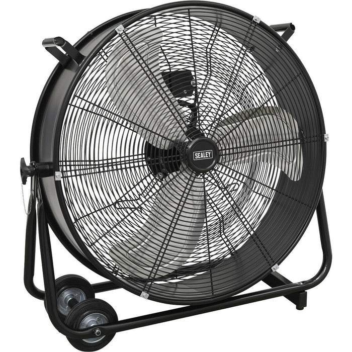 24" Industrial High Velocity Drum Fan - 2 Speed Settings - Wheeled Tilting Stand Loops