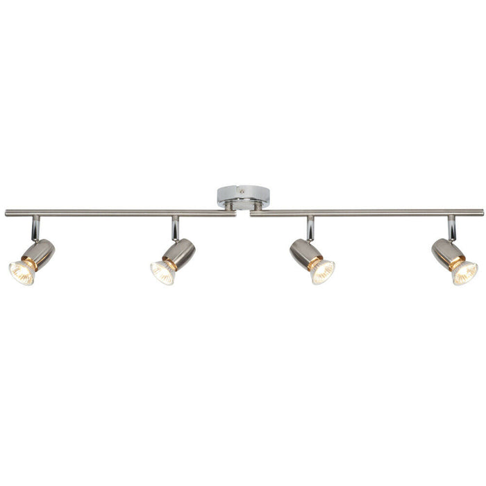 Adjustable Head Ceiling Spotlight Brushed Chrome Quad GU10 Kitchen Bar Downlight Loops