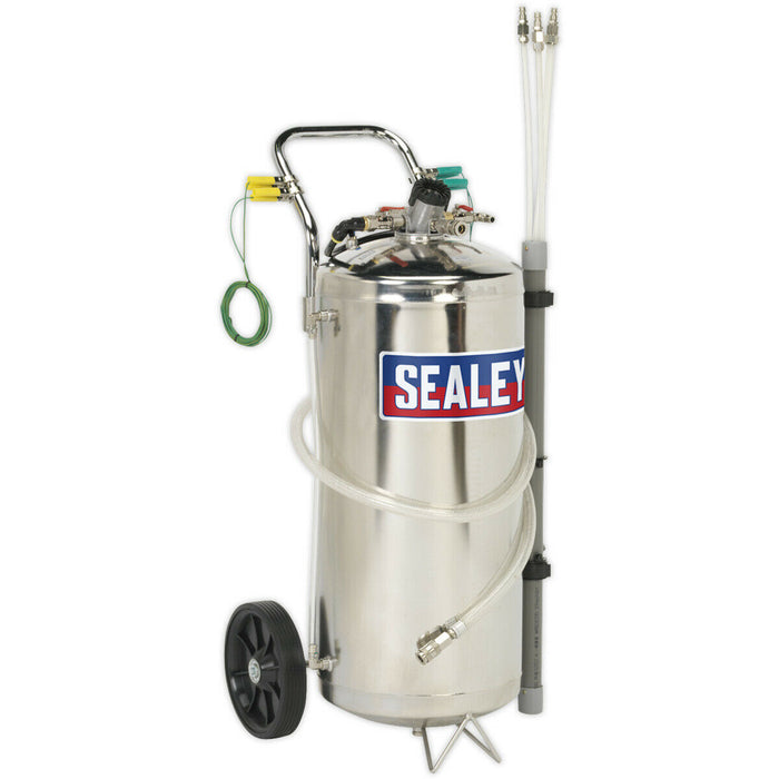 40L Air Operated Fuel Drainer Tank - Venturi Type Suction - Stainless Steel Loops